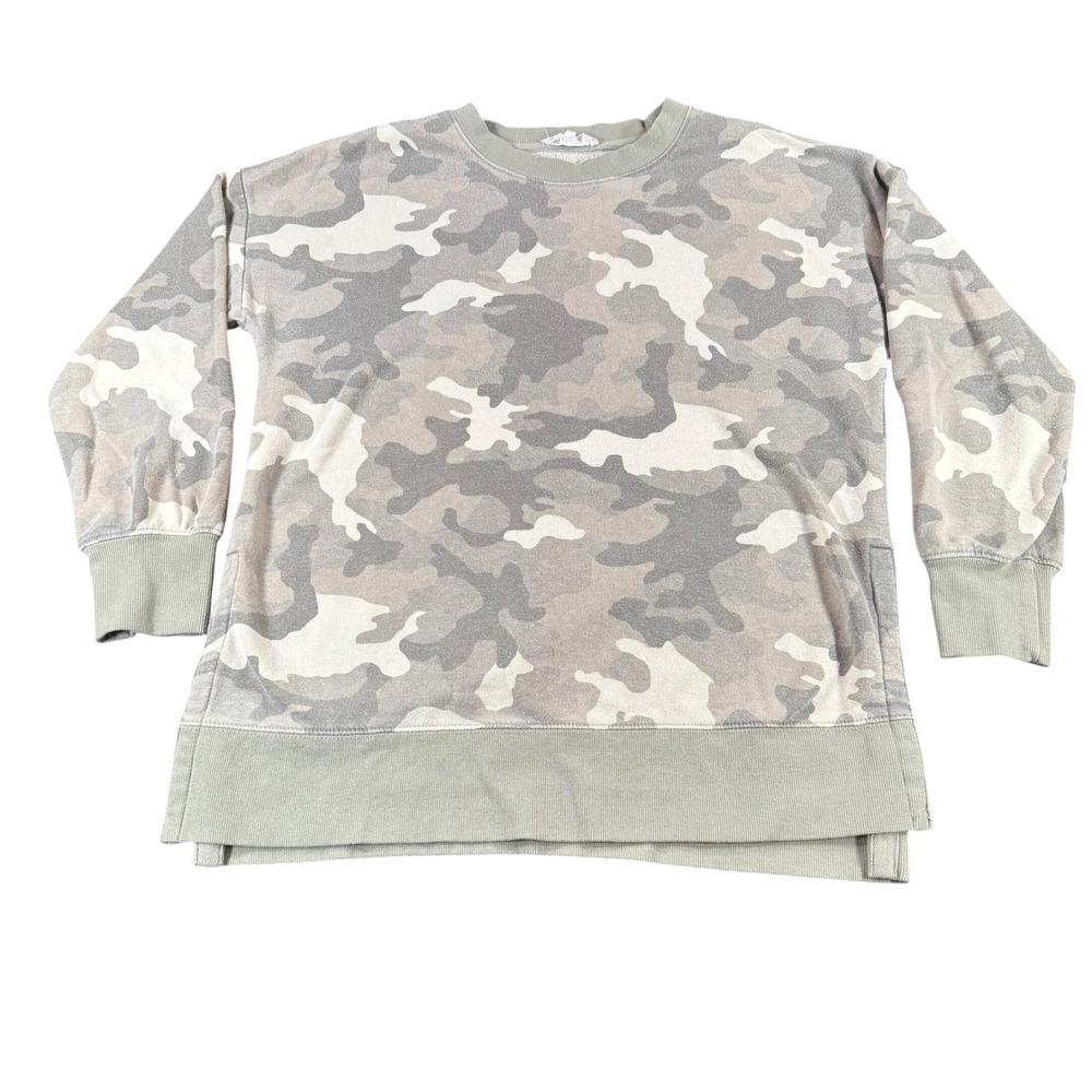 Hippie Rose Womens Camo Crewneck Sweatshirt Sage Green Gray Size L M1K21221
